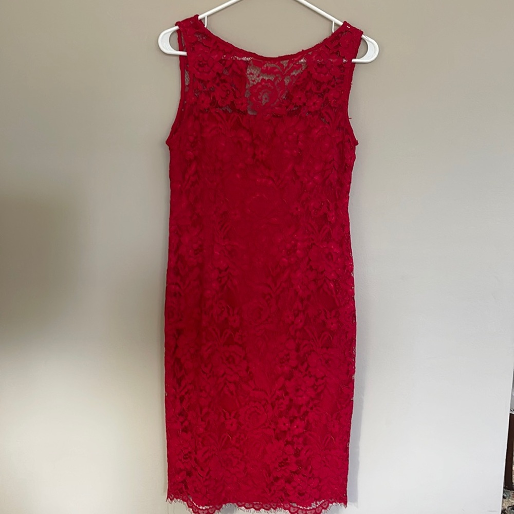 Adrianna Papell Red Lace Dress Like New! Size 6